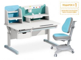 Комплект парта с электроприводом  Mealux Electro 730 +надстройка  + кресло Mealux Onux голубой 