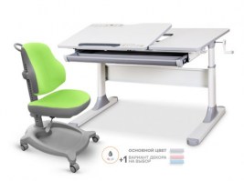 Комплект стол Mealux Vancouver Multicolor+ кресло ErgoKids Y-402 - серый/салатовый