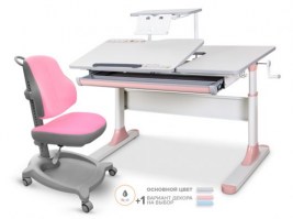 Комплект стол Mealux Vancouver Multicolor+ кресло ErgoKids Y-402 - розовый с полкой