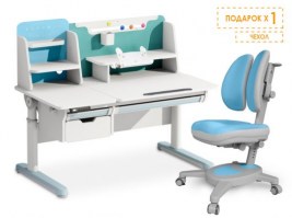 Комплект парта с электроприводом  Mealux Electro 730 +надстройка  + кресло Mealux Onux Duo голубой  